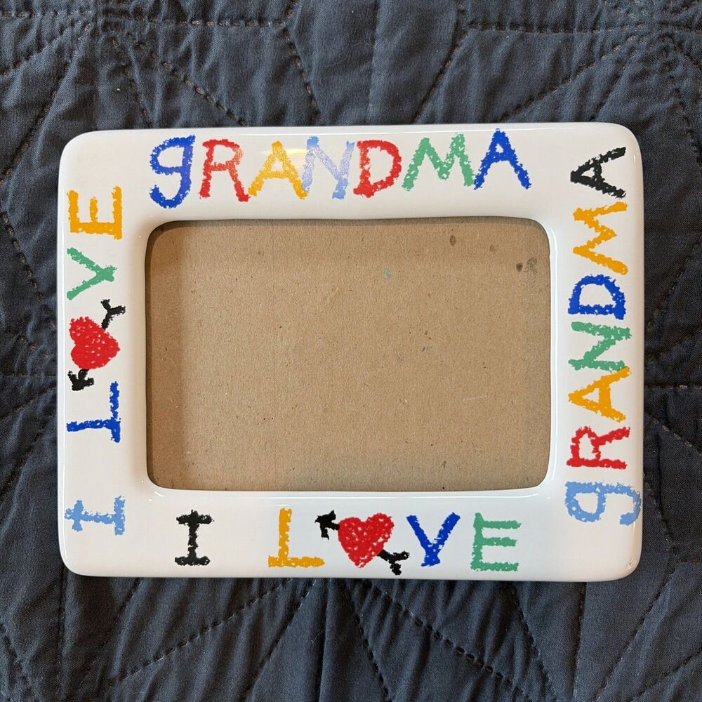 I Love My Grandma Colorful Ceramic Picture Frame Holds 4x6 Photo